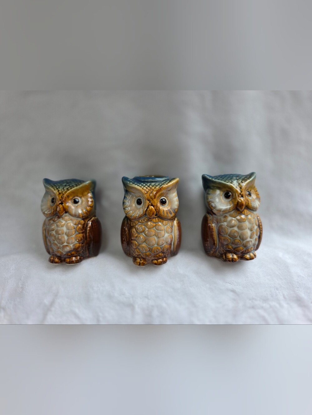 Mid Century MCM Owl Salt & Pepper Shakers with Toothpick Holder
